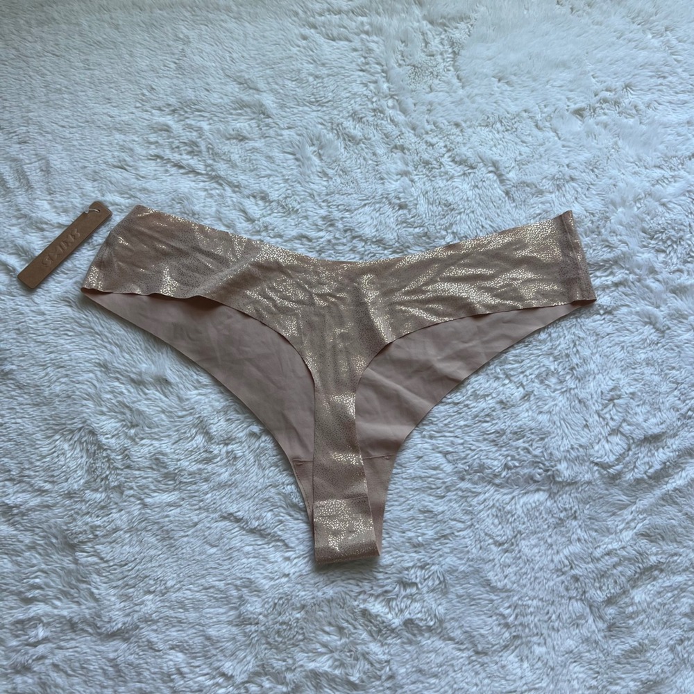 SKIMS Free Cut Thong Clay Foil Metallic Seamless Underwear PN-THG-0852 2X NEW